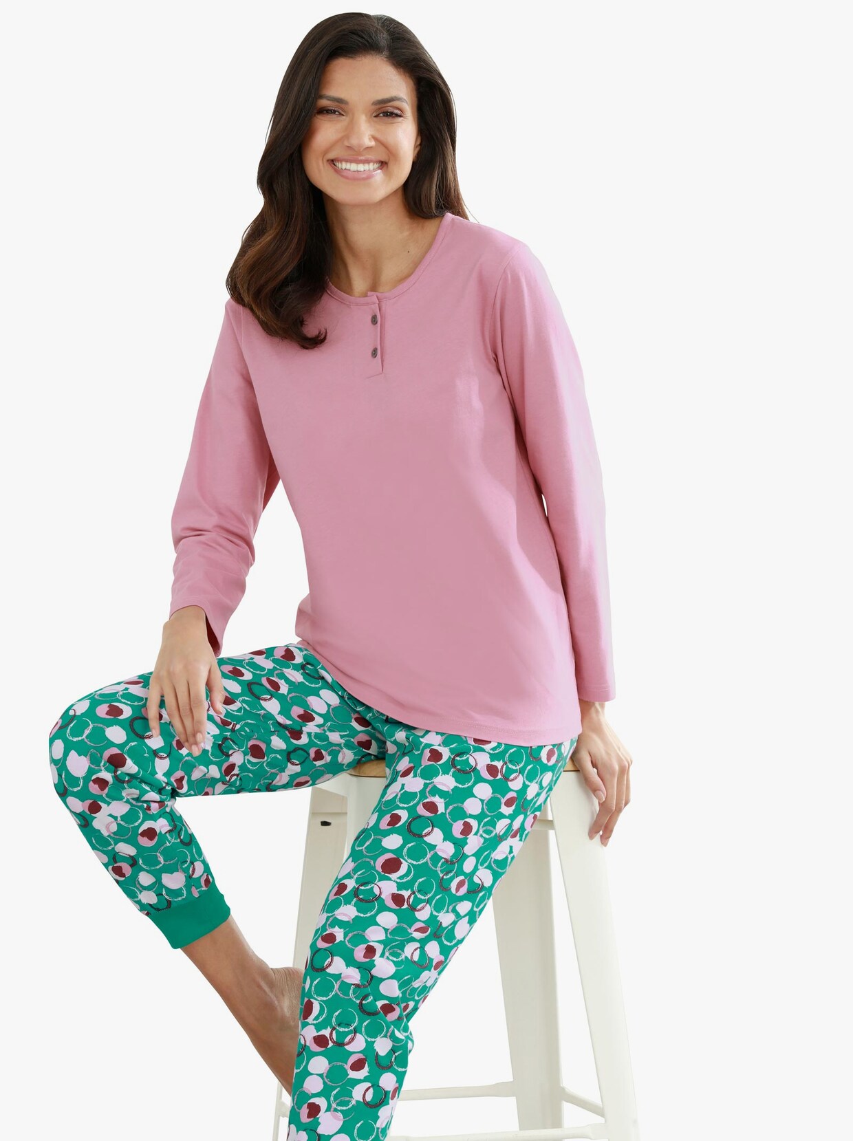 Pyžamové nohavice - Smaragdové bodkovanie