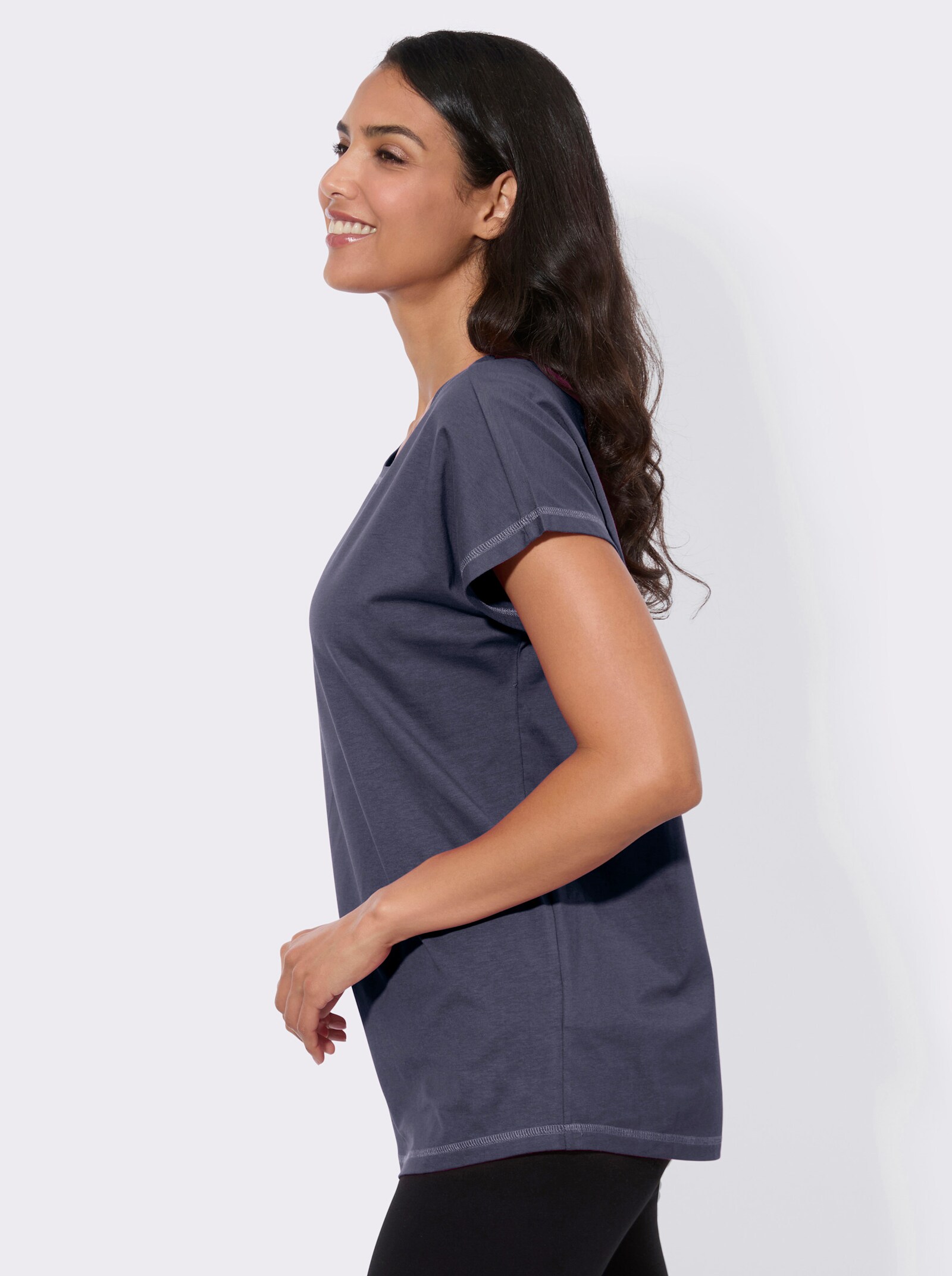 Longshirt aus reiner Baumwolle - marine