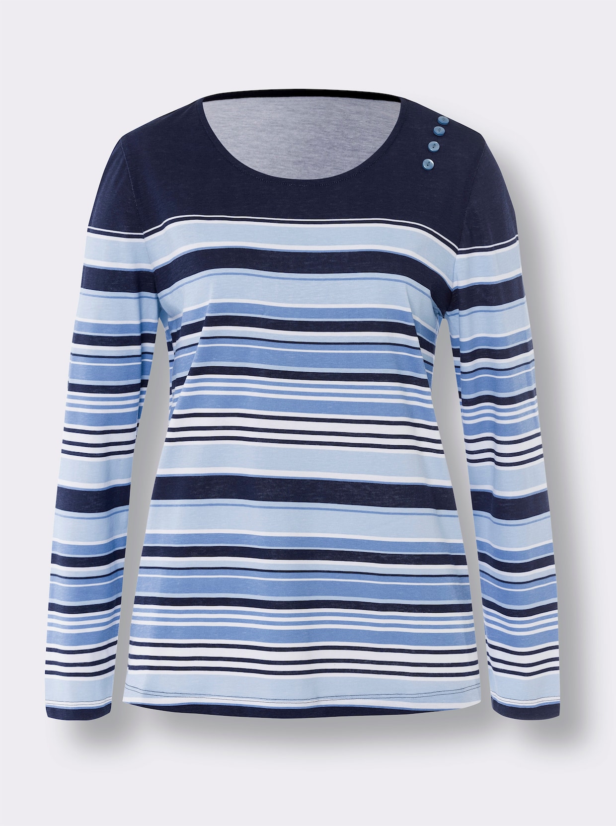 Longsleeve - marine/middenblauw gestreept