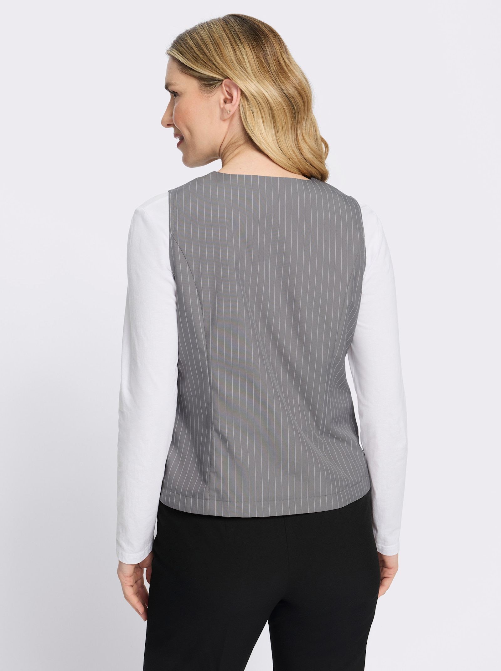 Weste im Nadelstreifen-Dessin - grau-ecru-gestreift