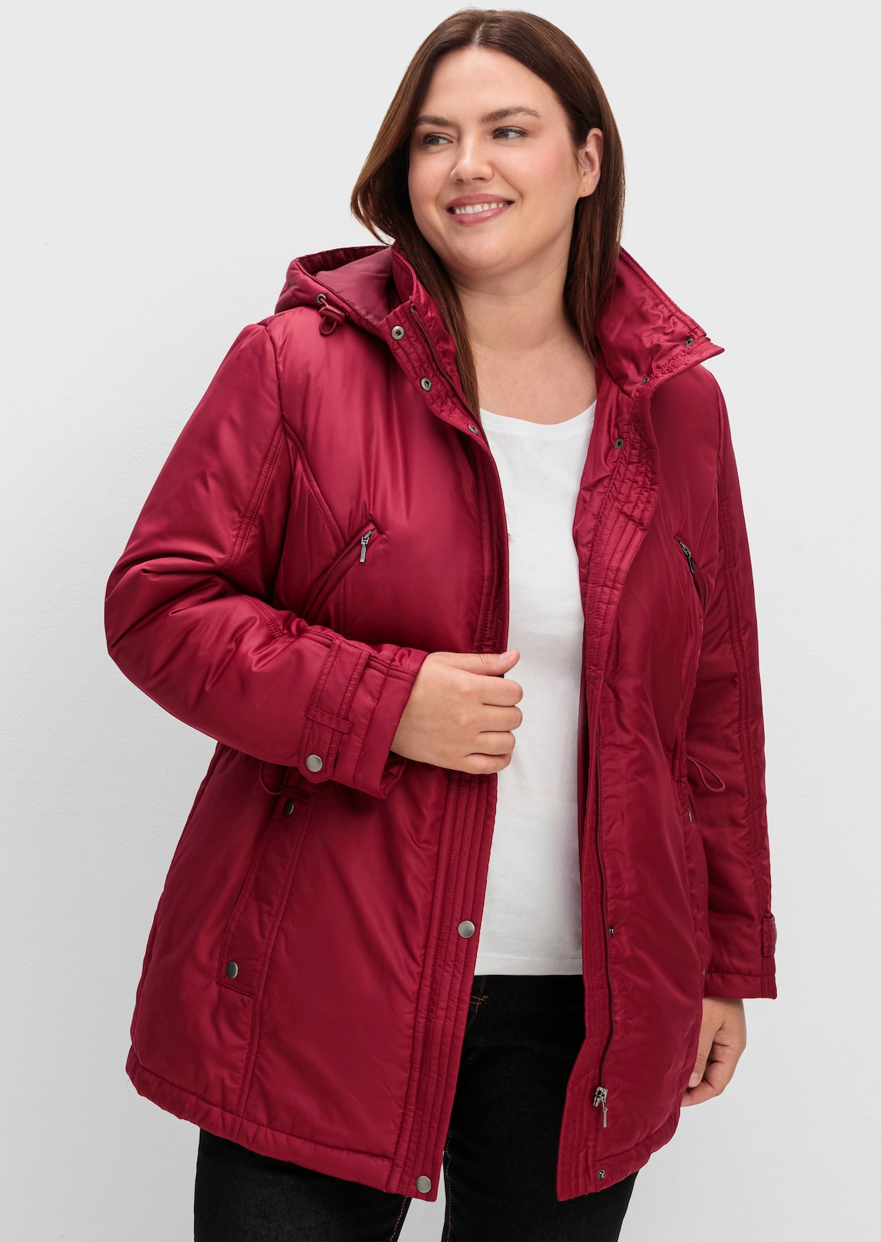 Steppjacke mit Weitenregulierung - weinrot