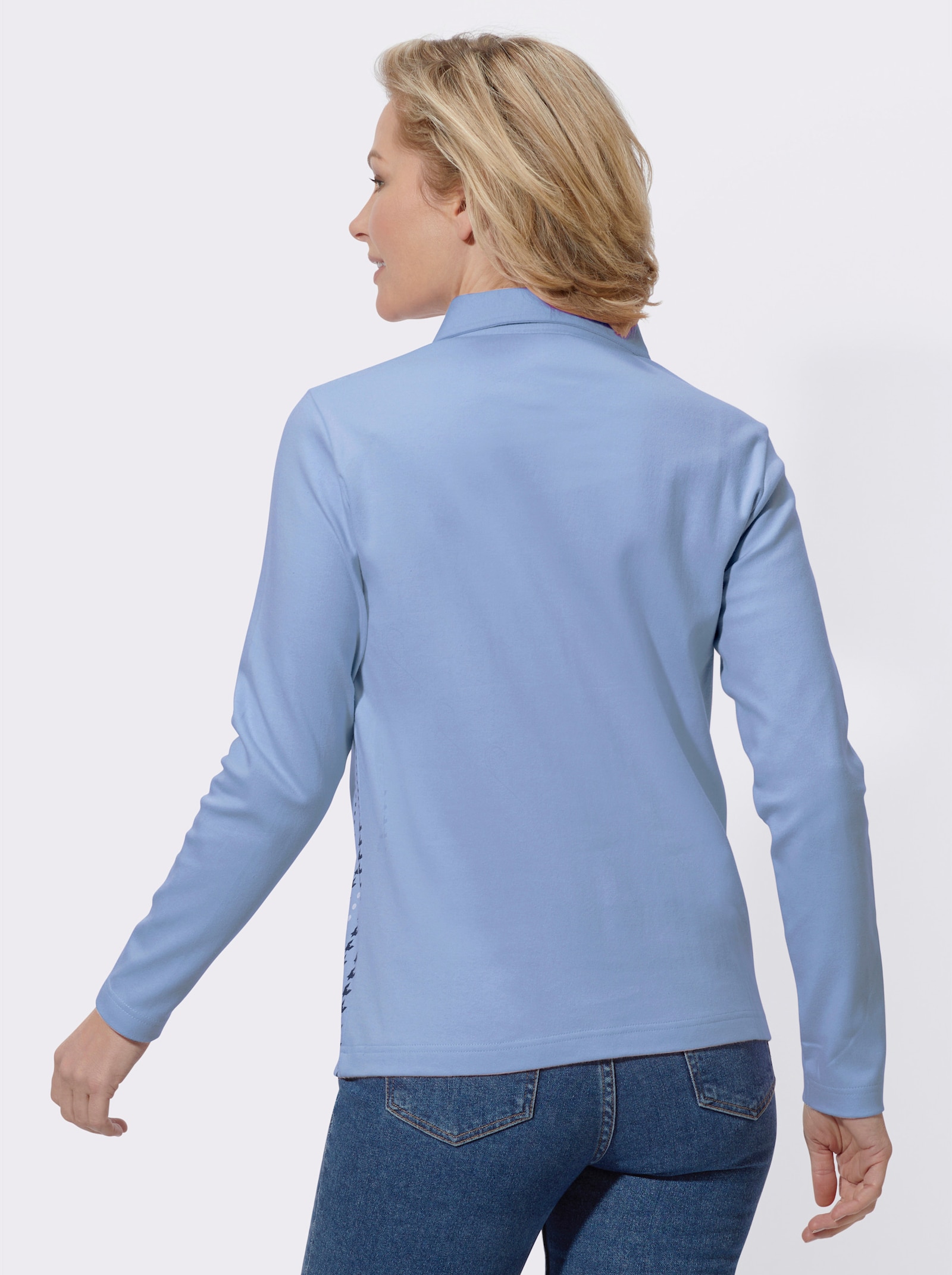 Poloshirt in Interlock-Qualität - bleu-bedruckt