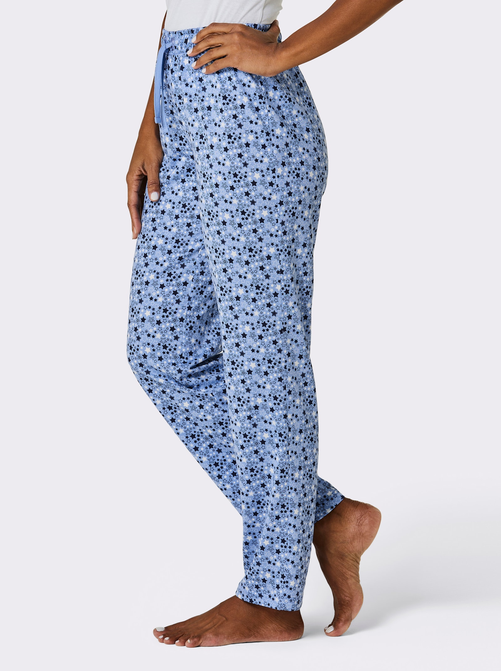 wäschepur Schlafanzug-Hose - himmelblau-marine-bedruckt