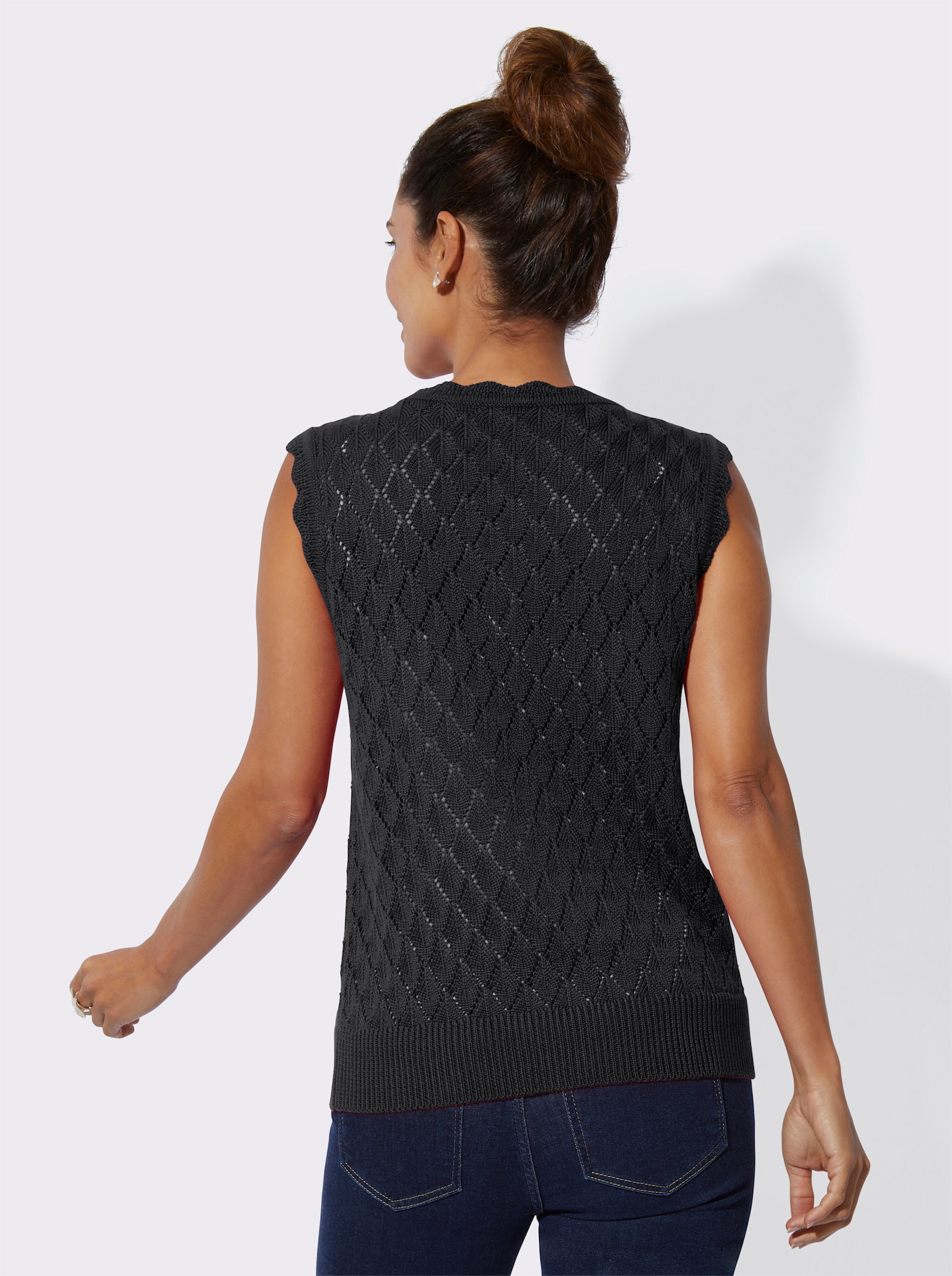 Pullunder im Ajourmuster - schwarz