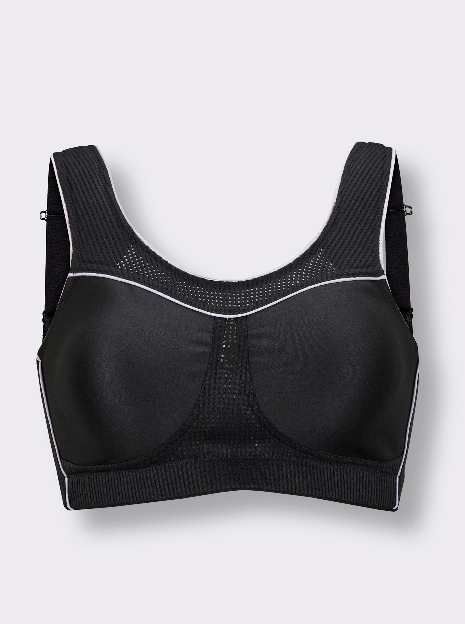 Sport-BH ohne Bügel aus atmungsaktivem Spacer-Gewebe - schwarz