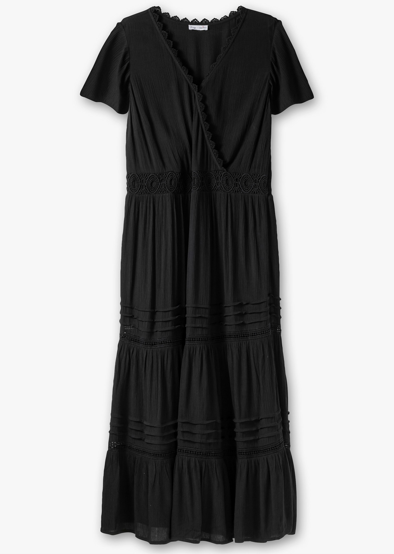 sheego by Joe Browns Maxikleid in Wickeloptik, mit Stufenvolant - schwarz