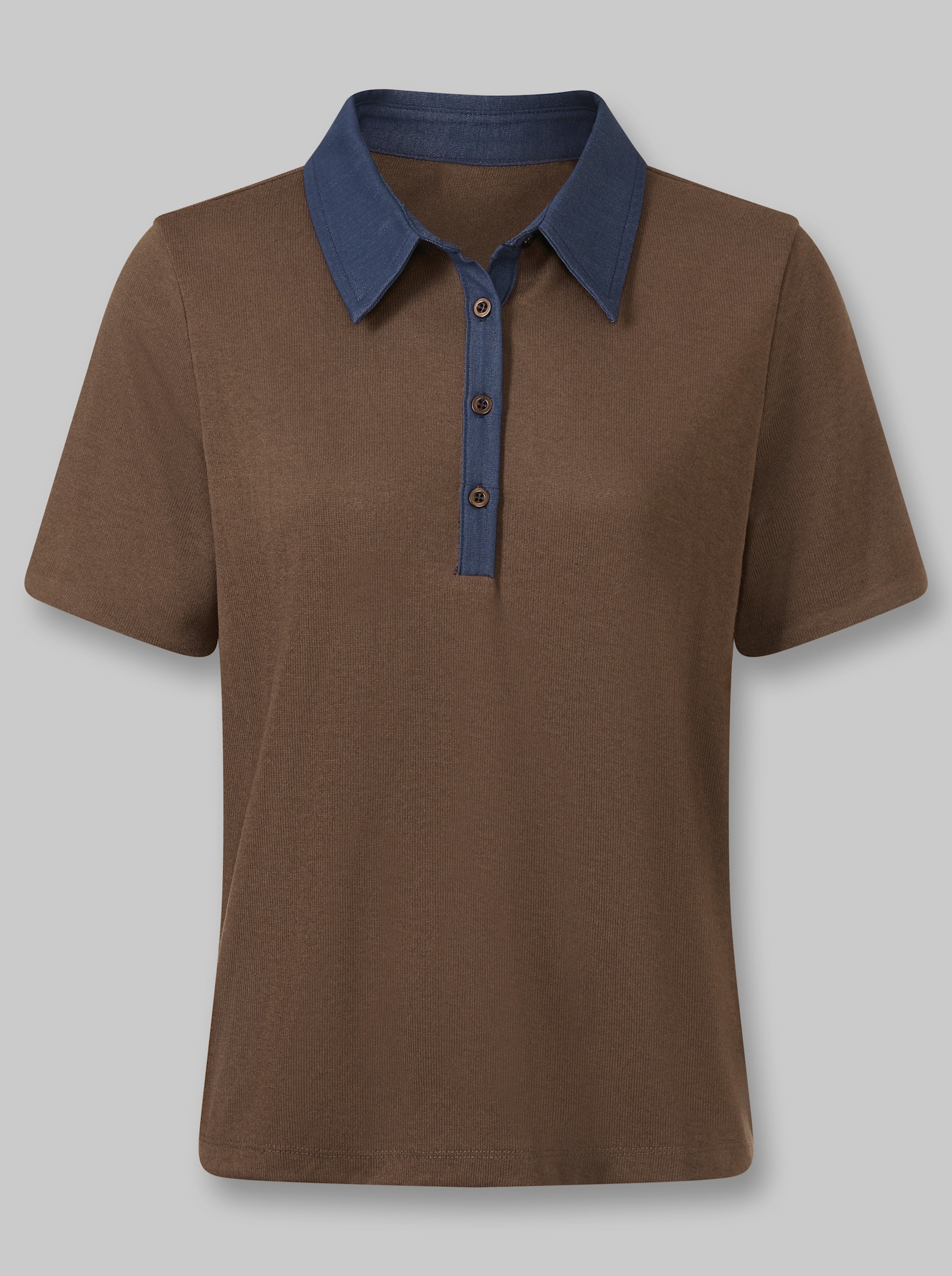 heine Poloshirt mit Denim-Details - schoko
