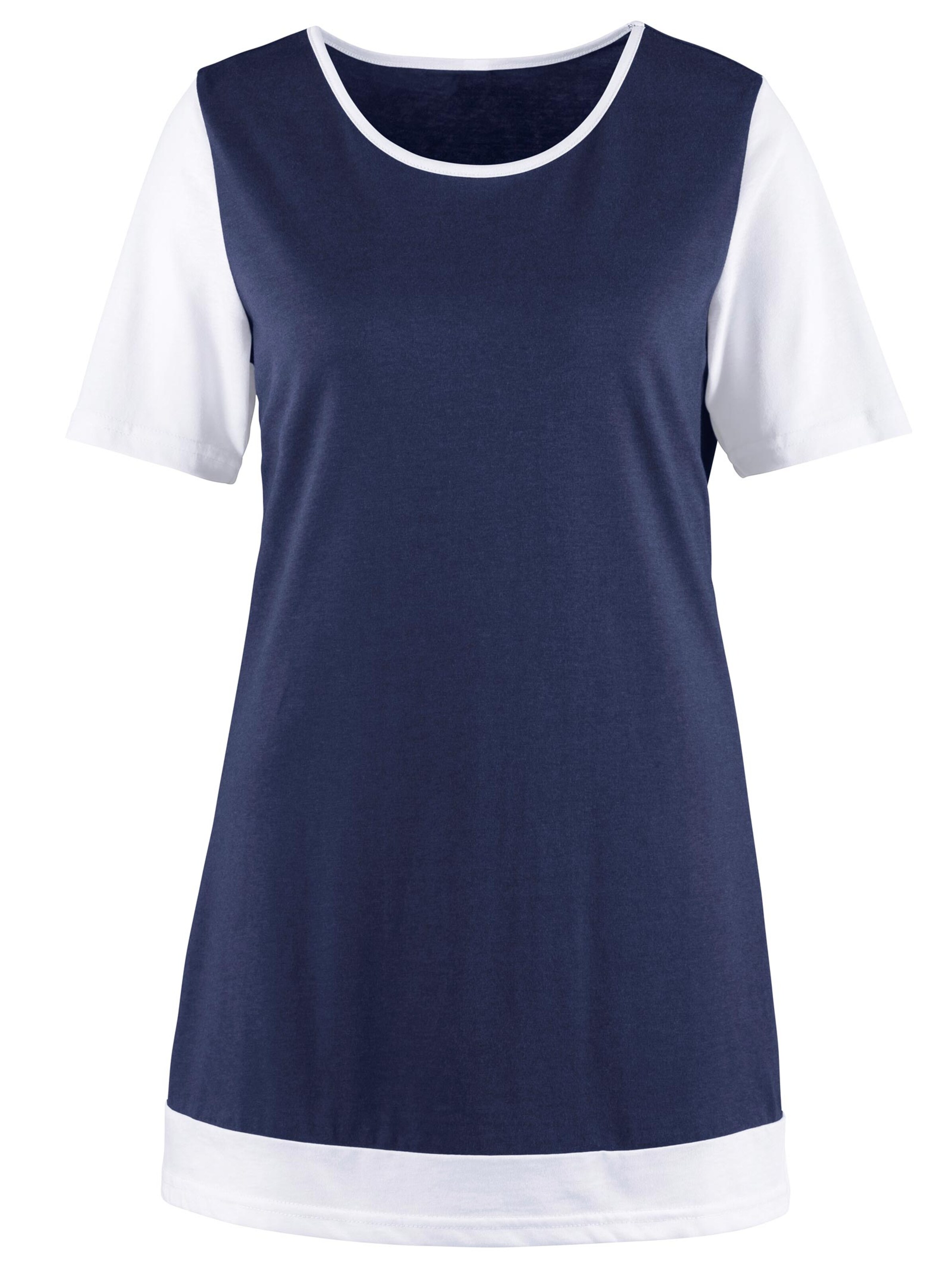 Longshirt - marine-weiß