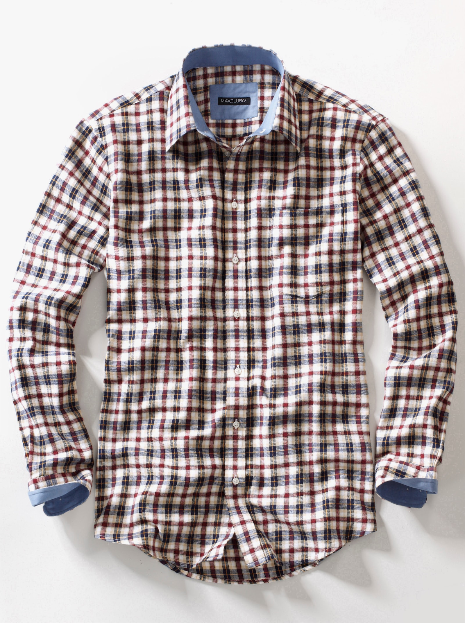 Långärmad skjorta - beige, rutig