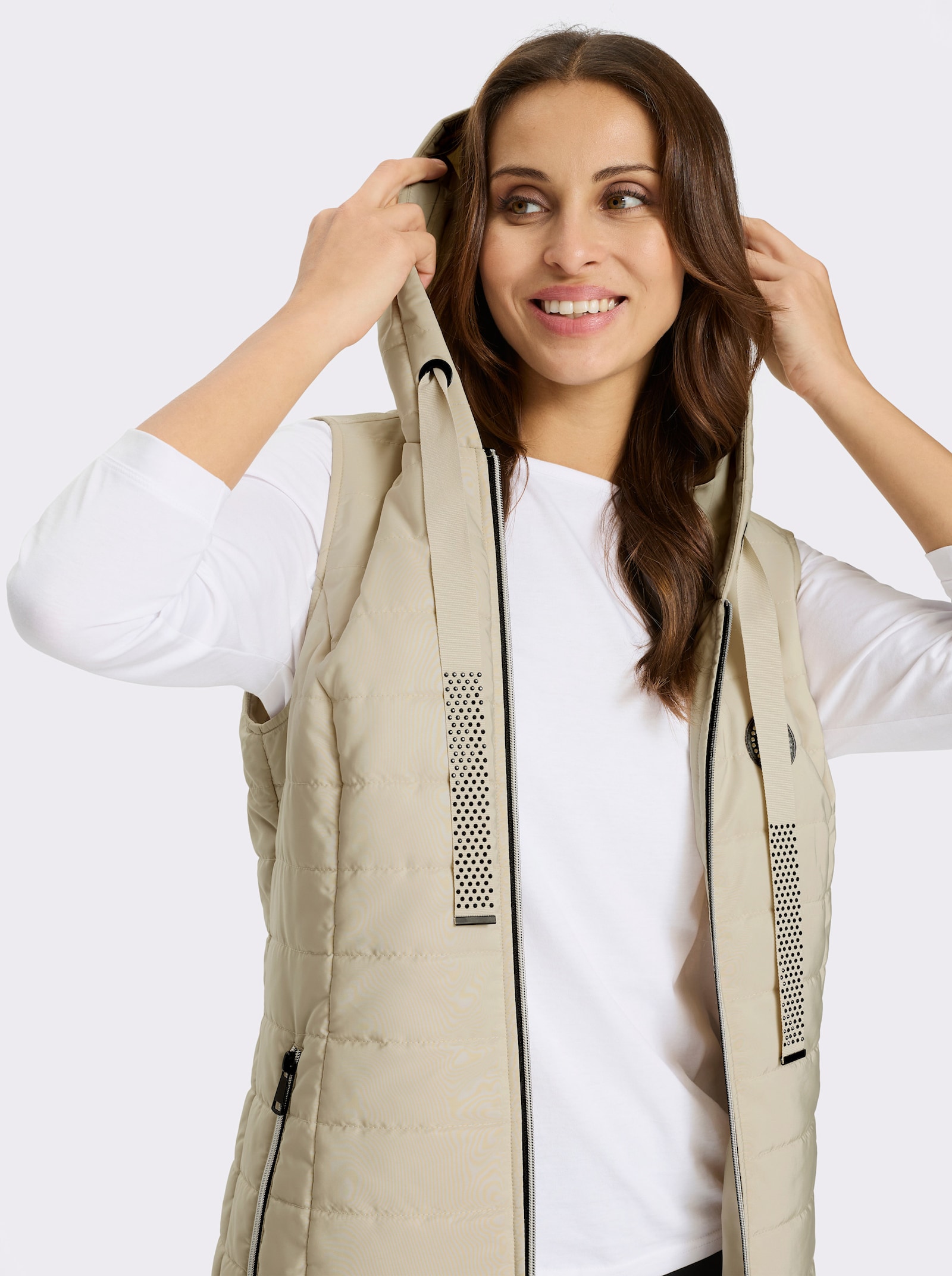 Longweste , auf Taillenhöhe weitenregulierbar - sand