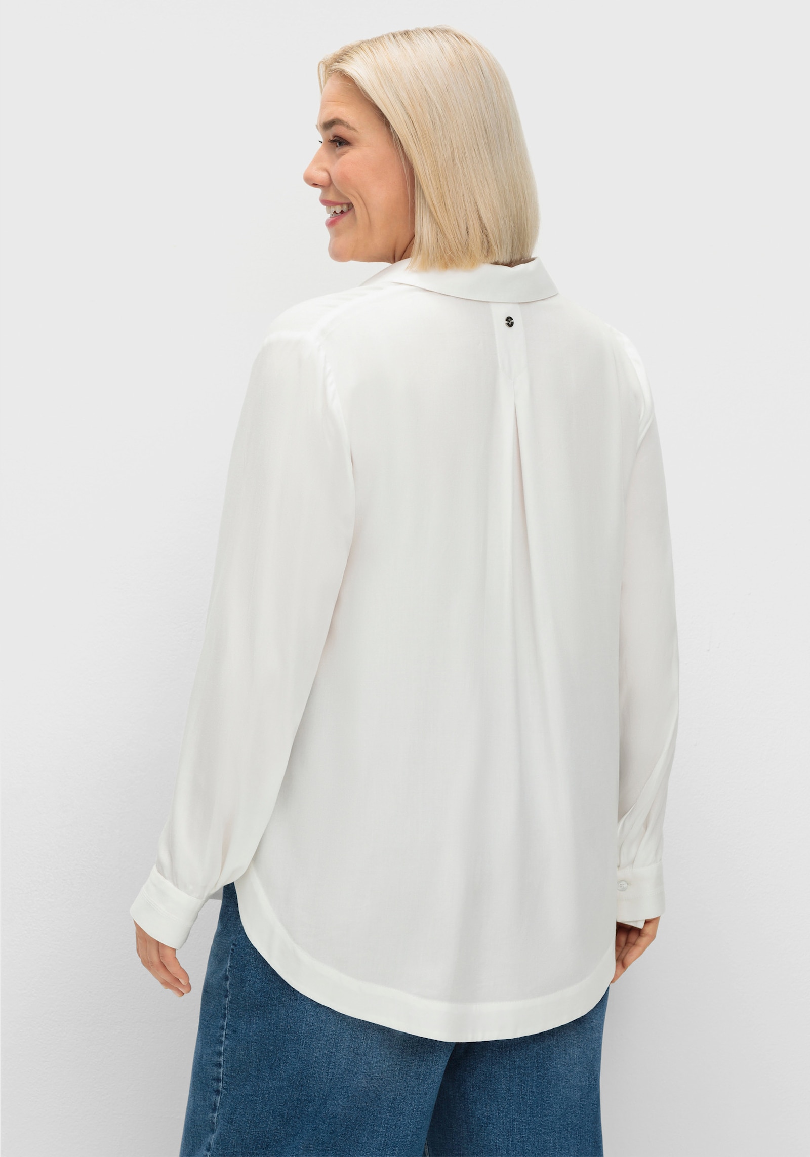 sheego Tunika mit Hemdkragen und V-Ausschnitt - ecru