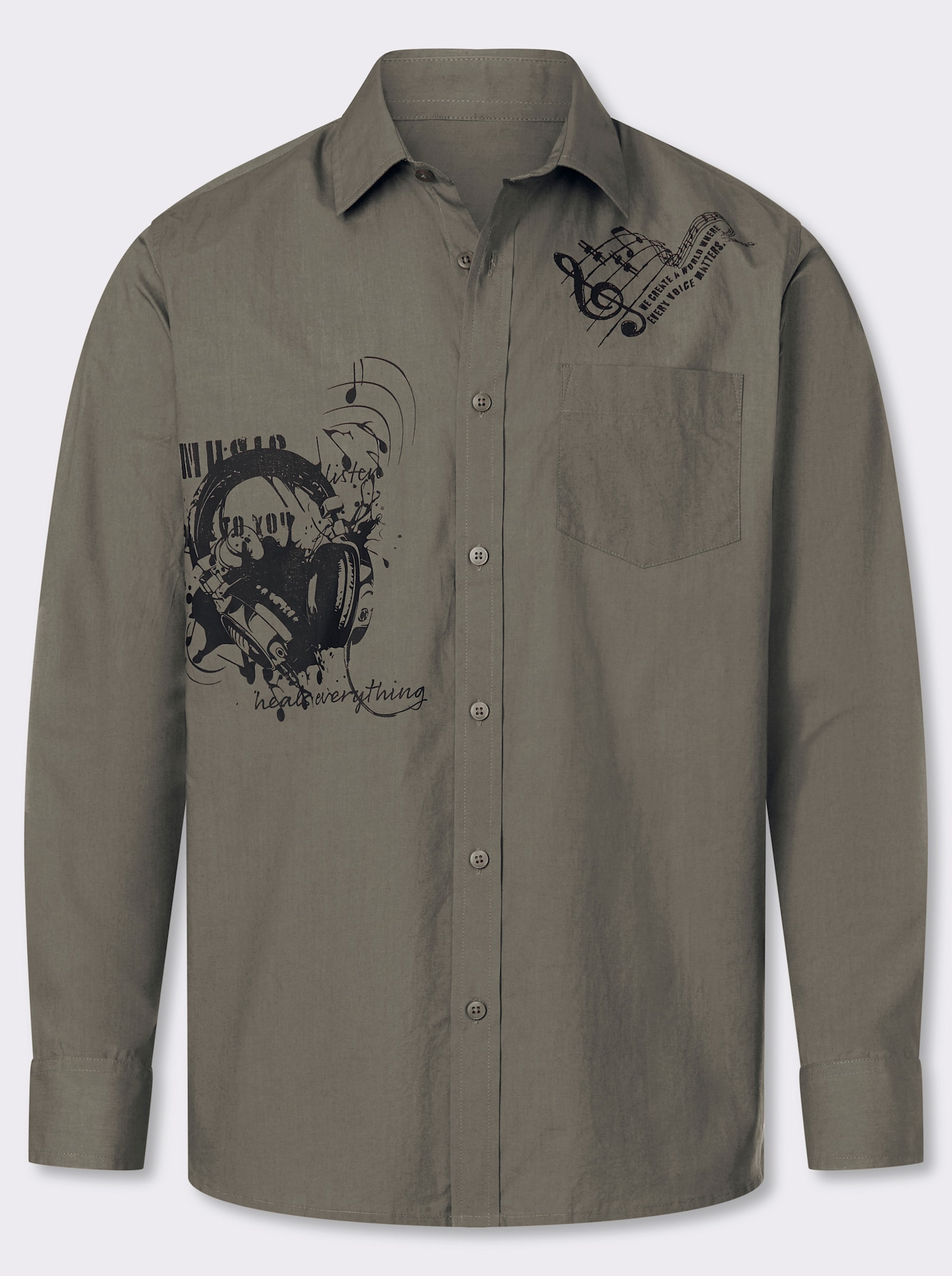 Catamaran Langarmhemd mit platzierten Prints, Baumwolle - taupe-bedruckt