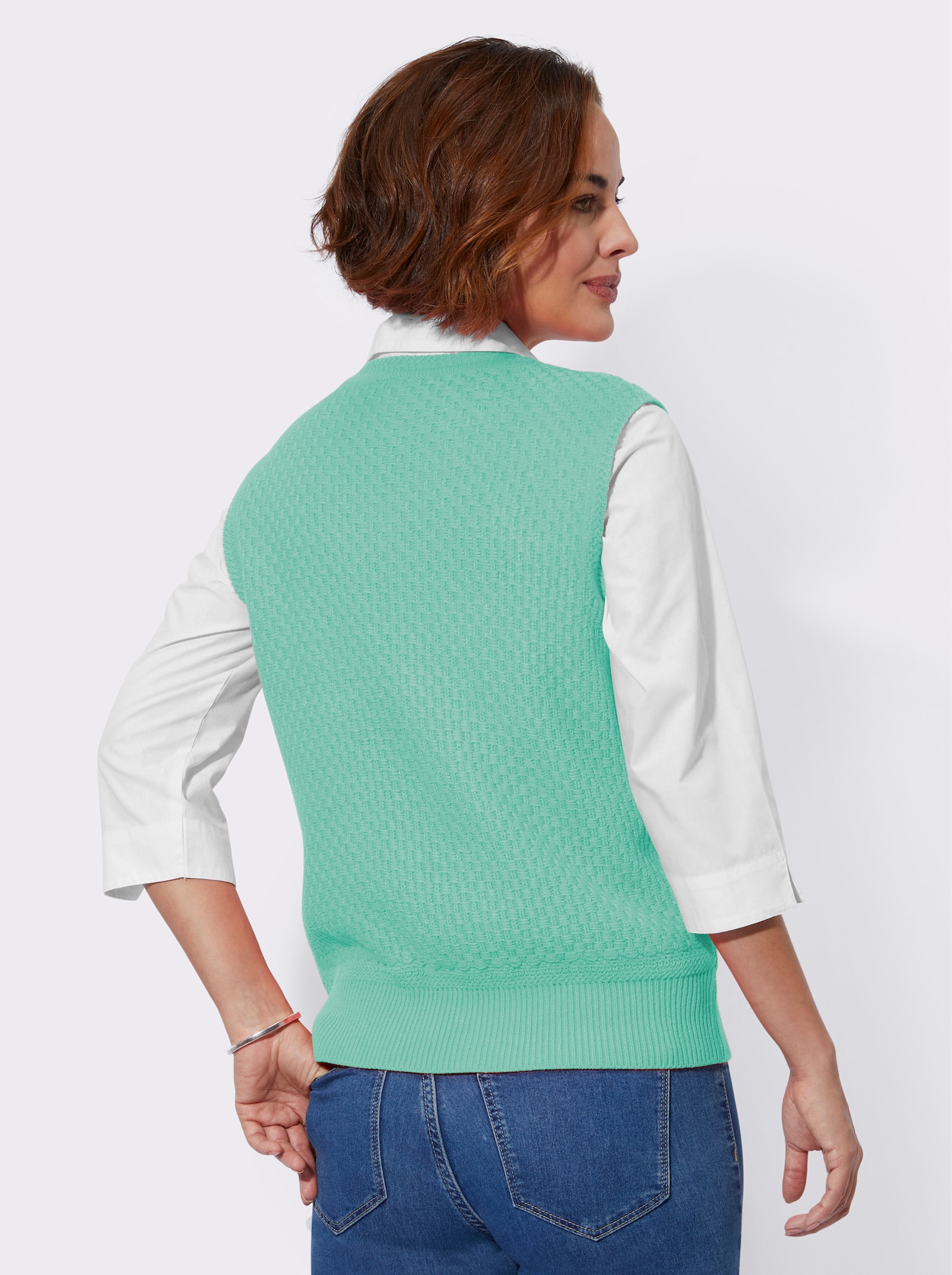 Pullunder in Strickstruktur - türkis