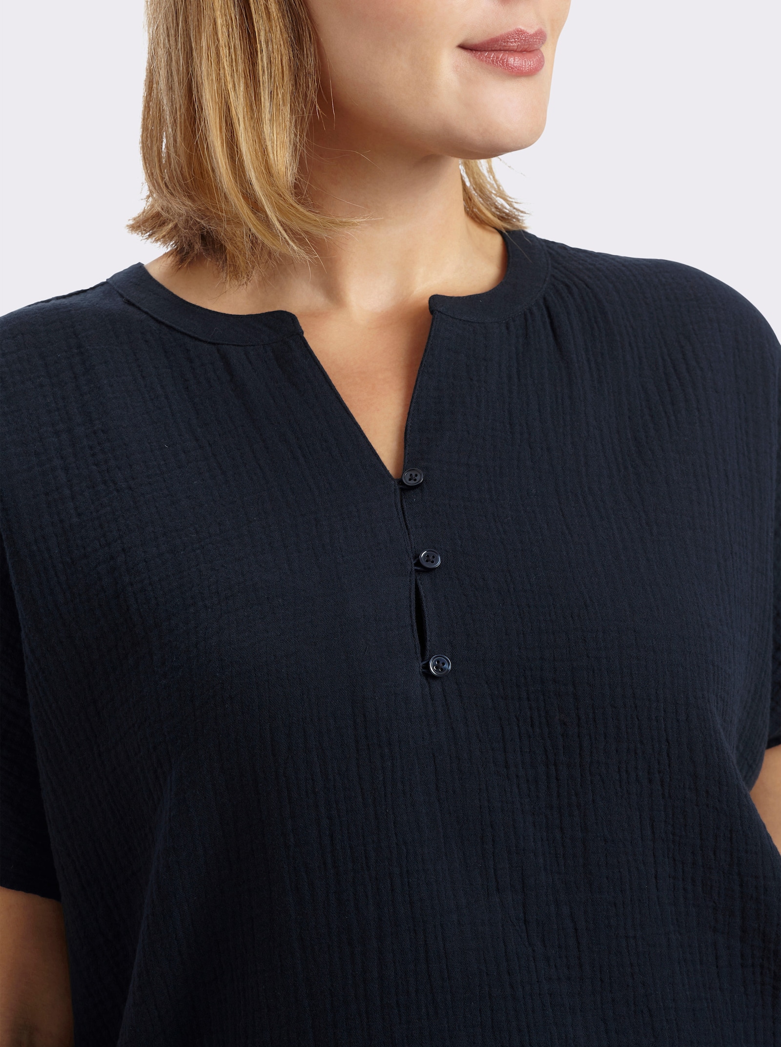 sheego Tunika mit überschnittenen Ärmeln - tiefblau