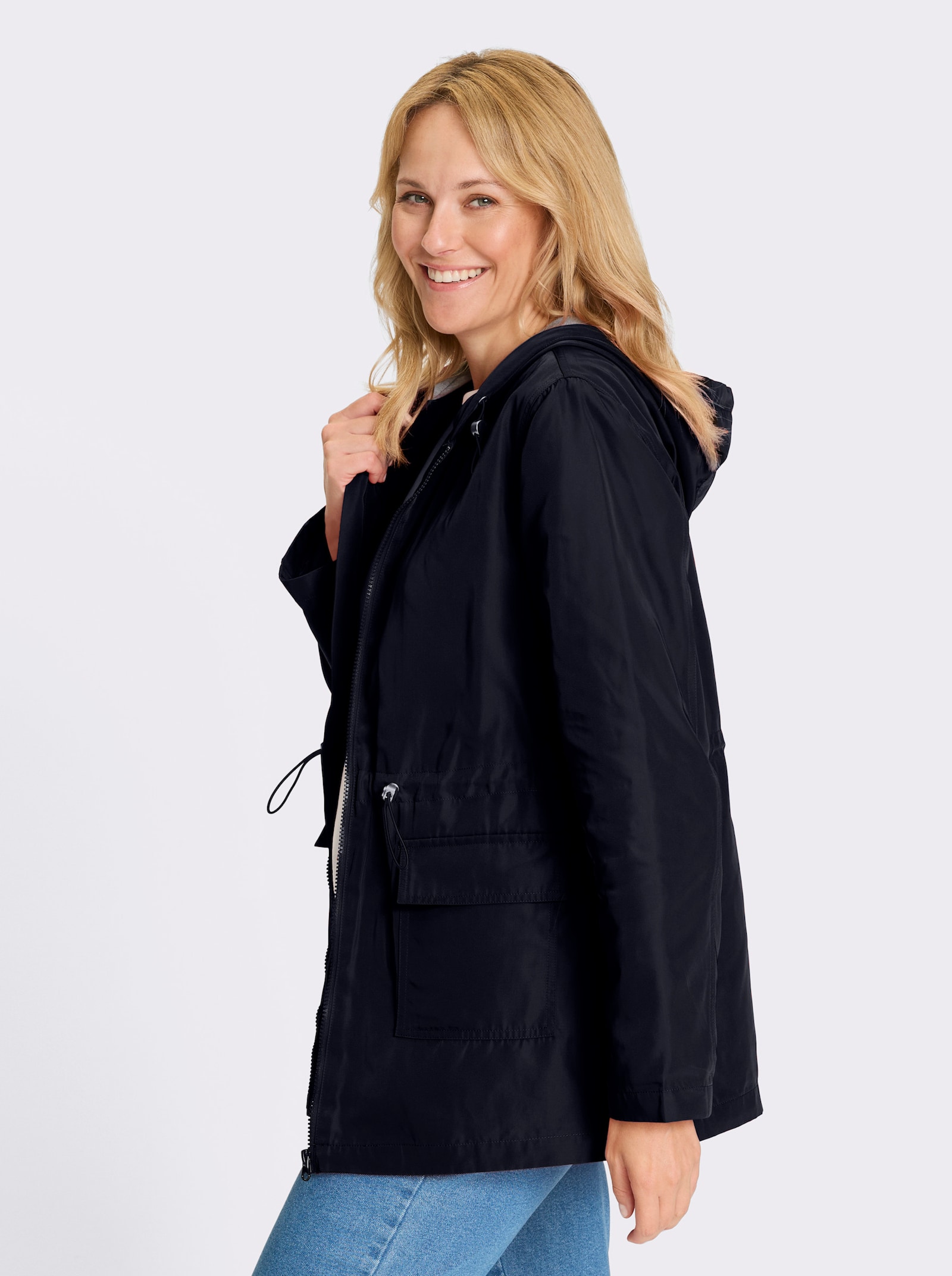 Jacke mit Tunnelzug in der Taille - marine