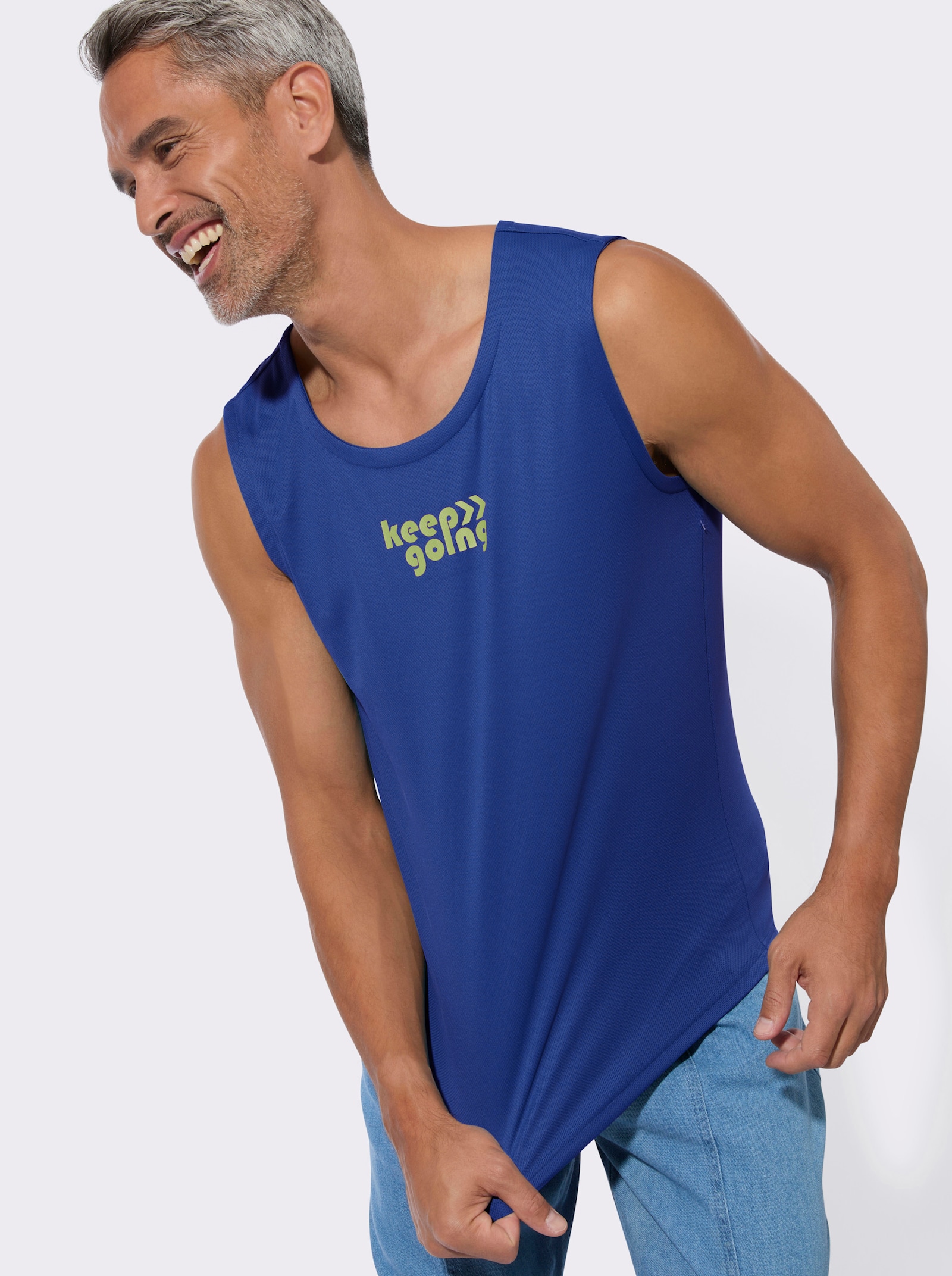 Achselshirt mit platziertem Schriftzug - royalblau