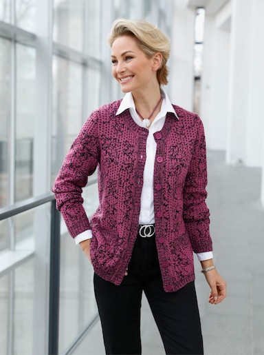 Strickjacke - erika-schwarz-gemustert