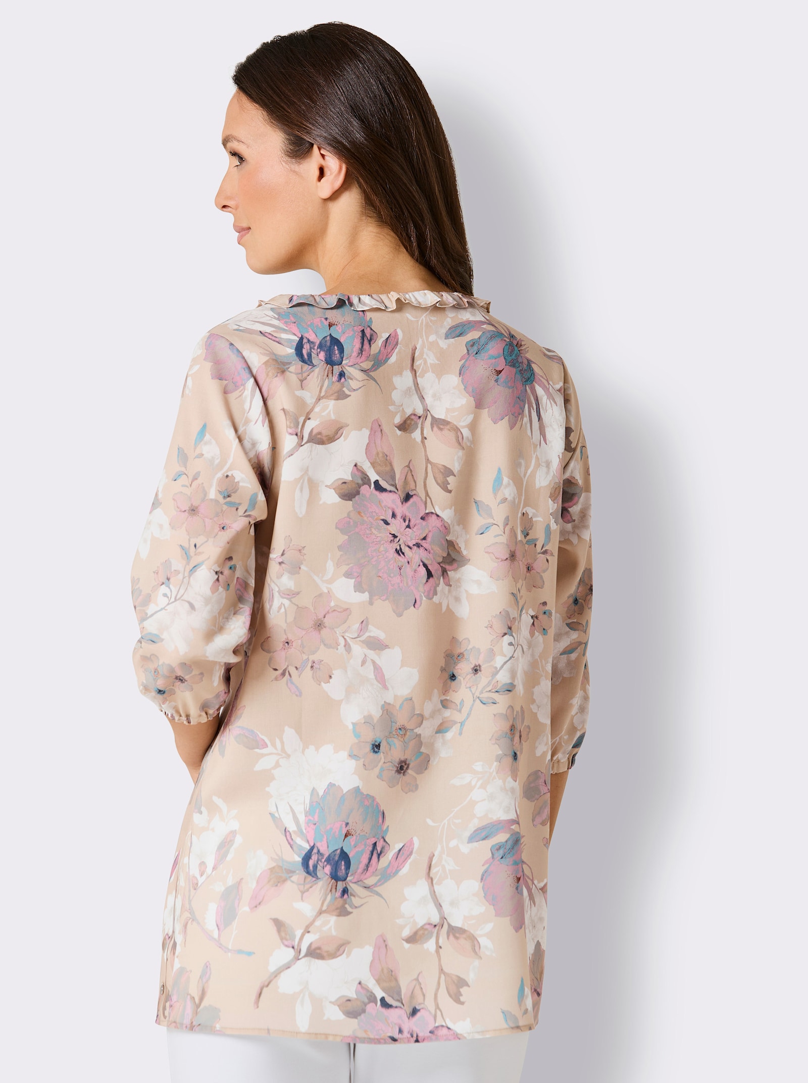 CREATION L PREMIUM Longbluse in weicher Lyocell-Qualität - sand-bedruckt