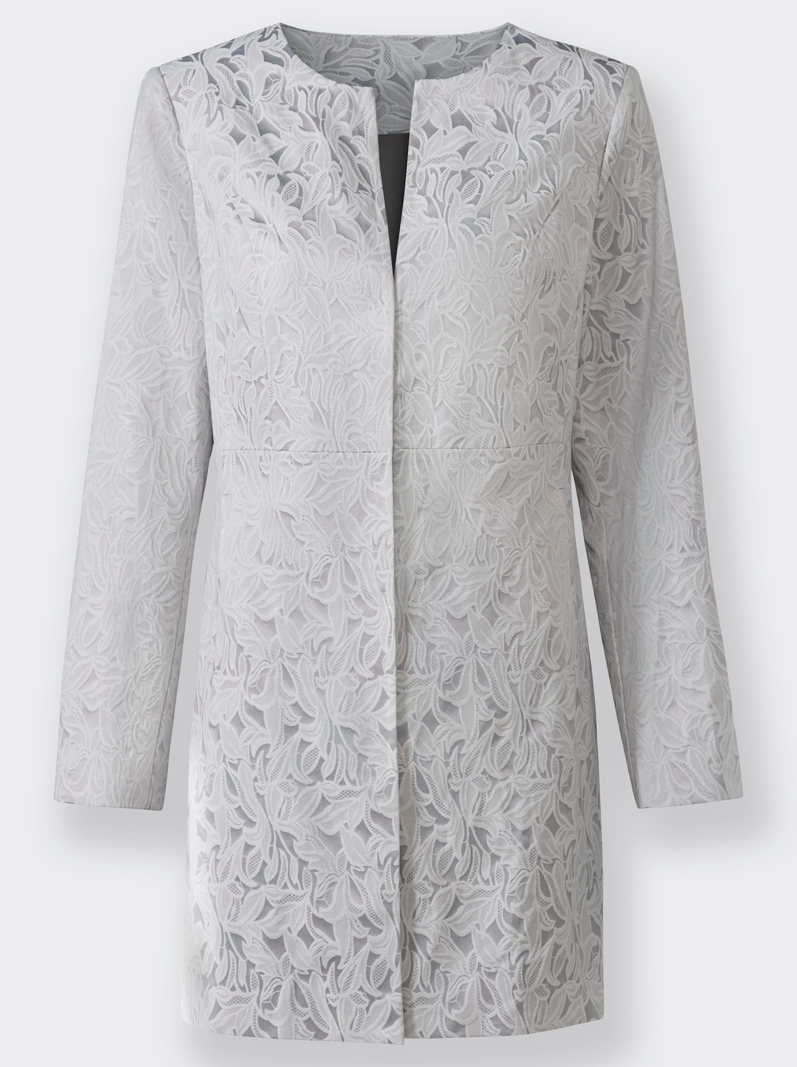 Longblazer in Jacquard-Qualität - hellgrau-gemustert