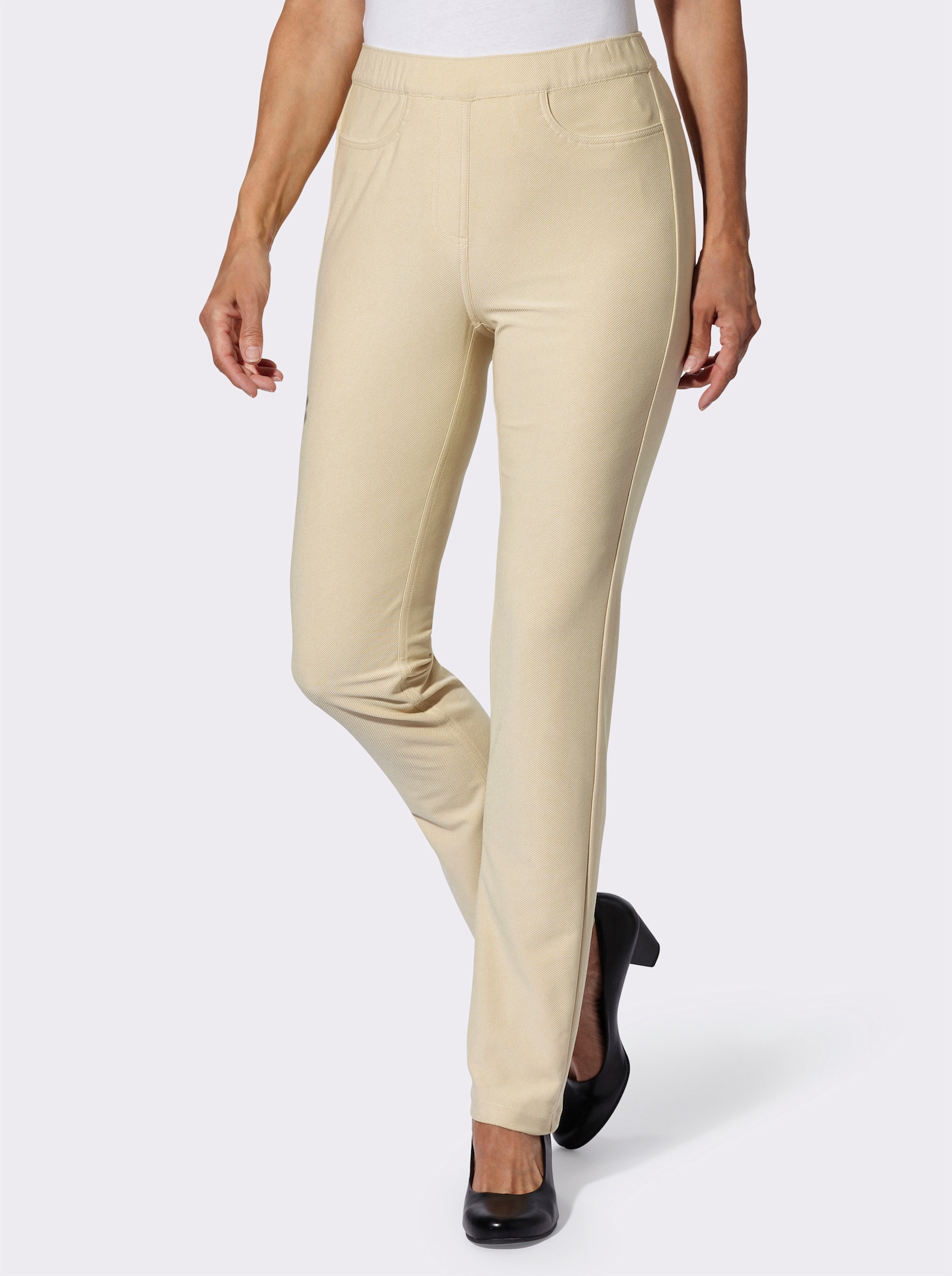 Navlékací džíny s úzce střiženými nohavicemi - písková