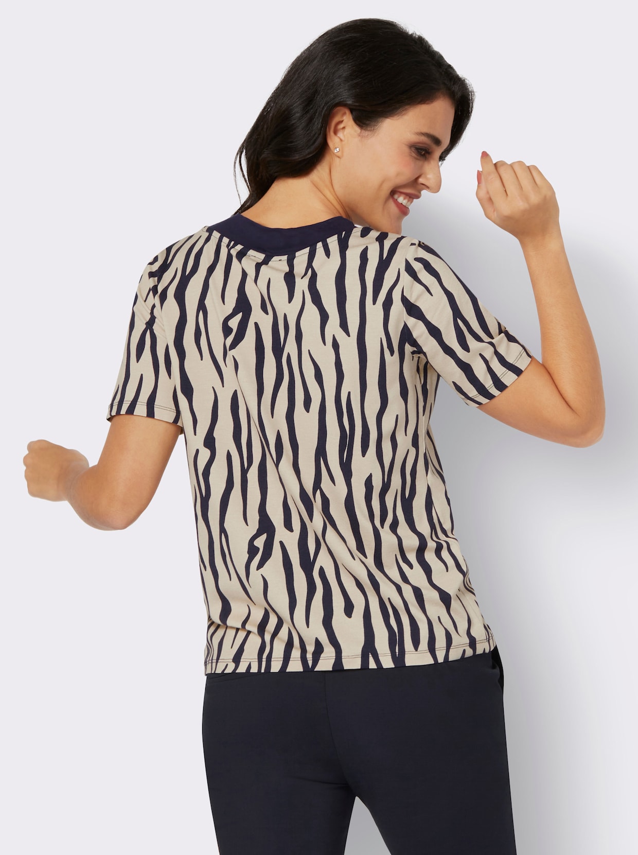 Shirt met print - marine/zand
