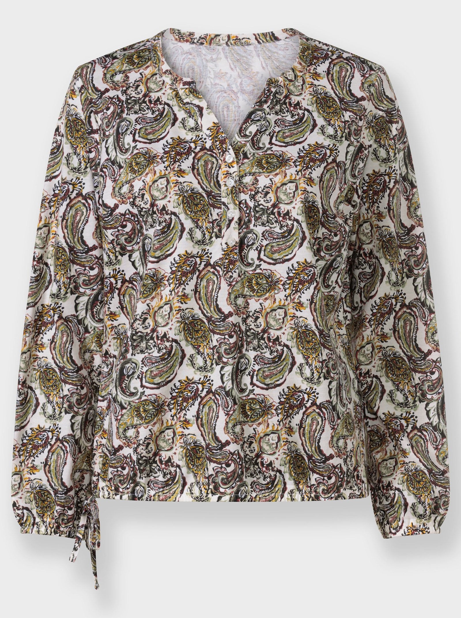 Langarmshirt im Paisley-Dessin - champagner-schilf-bedruckt