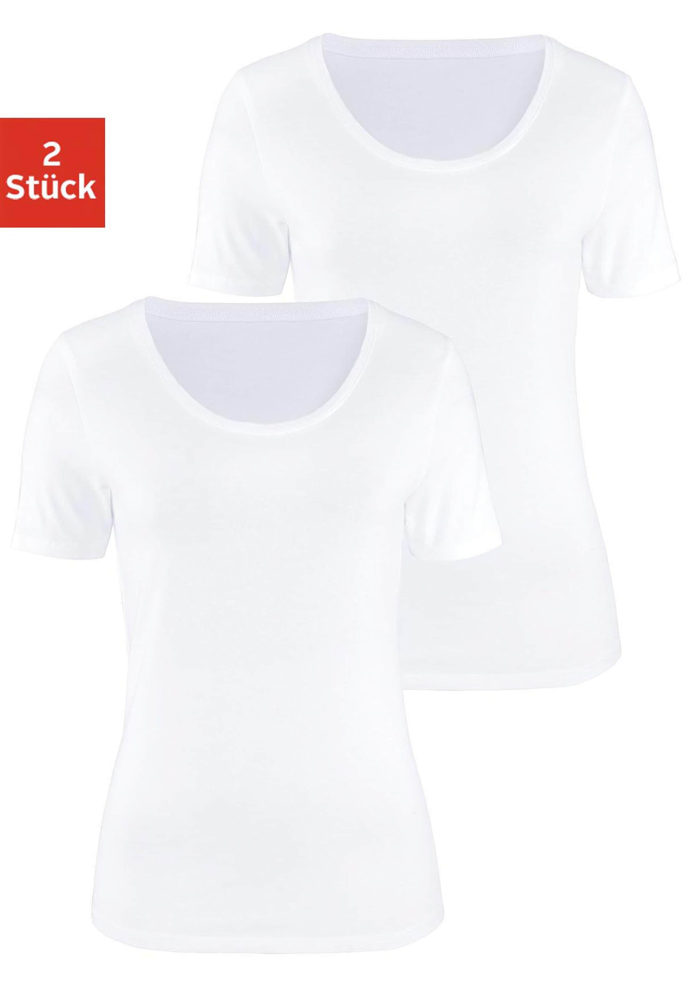 Damenmode Shirts Vivance Kurzarmshirt in weiß 