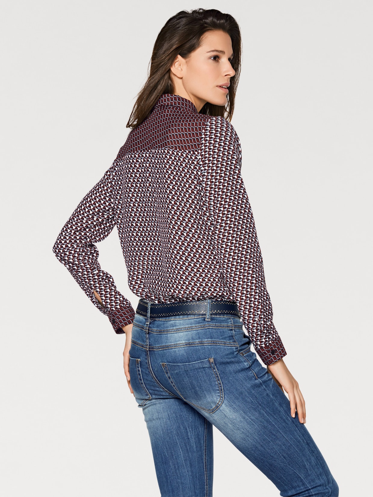 heine Druckbluse - bordeaux-grau