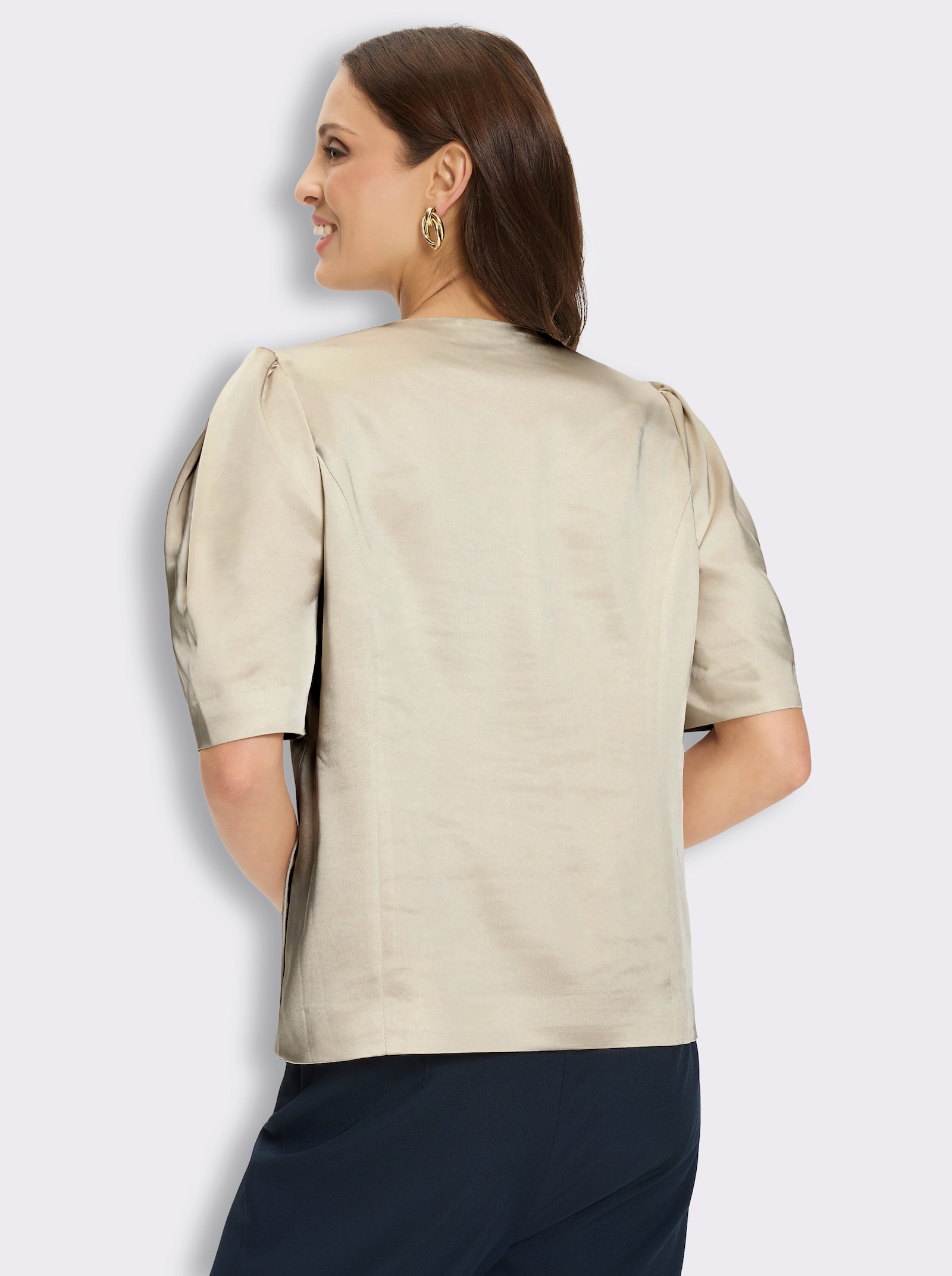 Kurzblazer in Satin-Qualität - sand