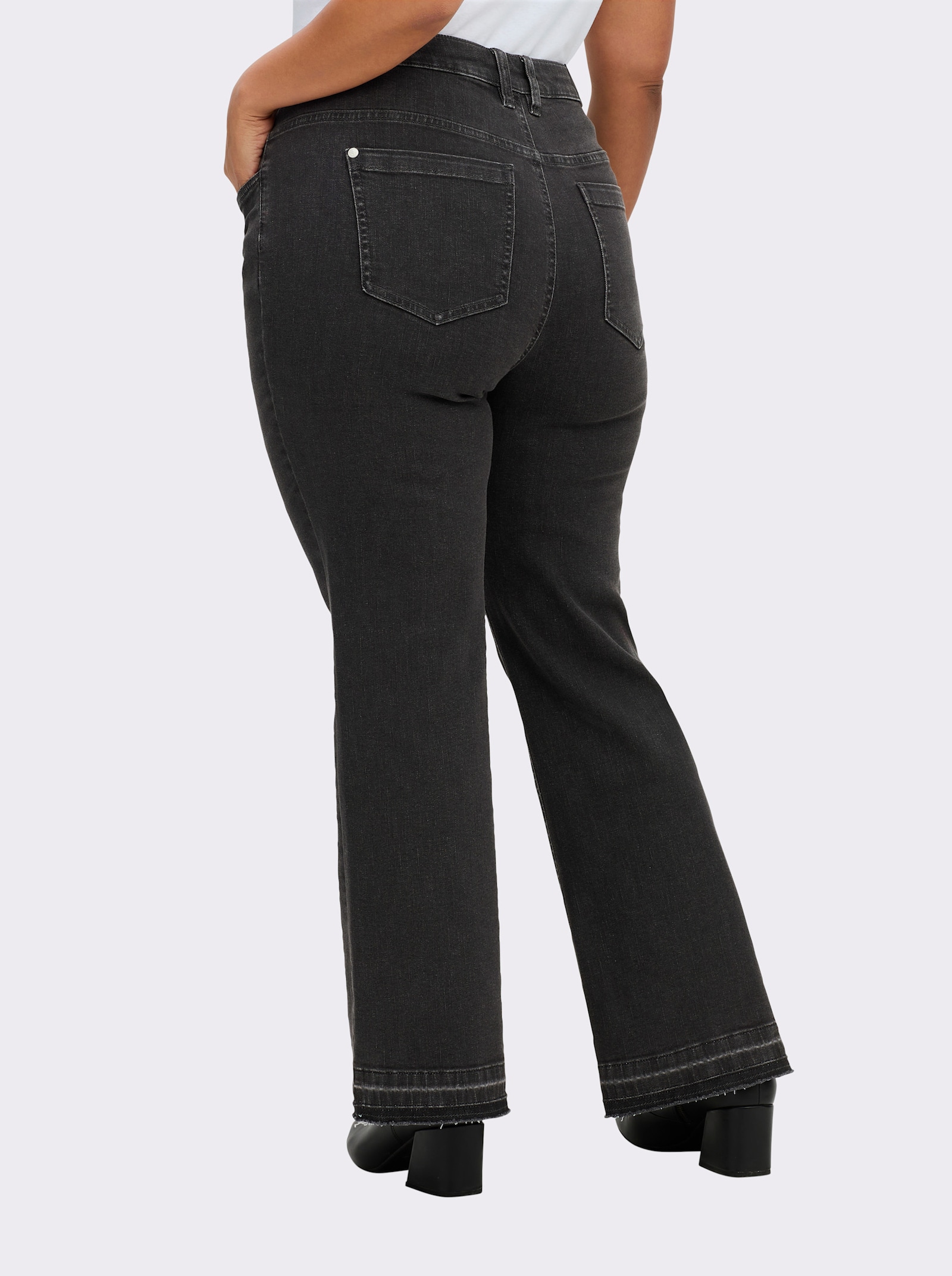 sheego Jeans met verstevigde band en knoopsluiting - grafiet denim