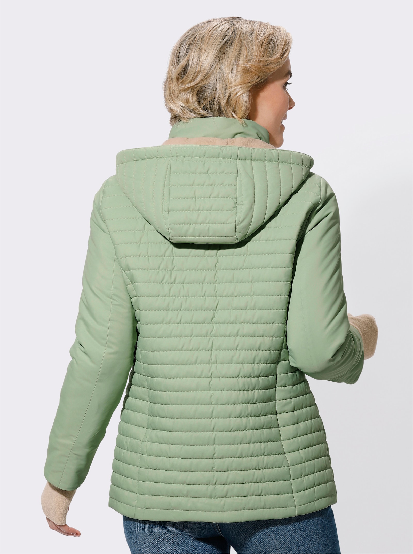 Steppjacke mit abnehmbarer Kapuze - eucalyptus