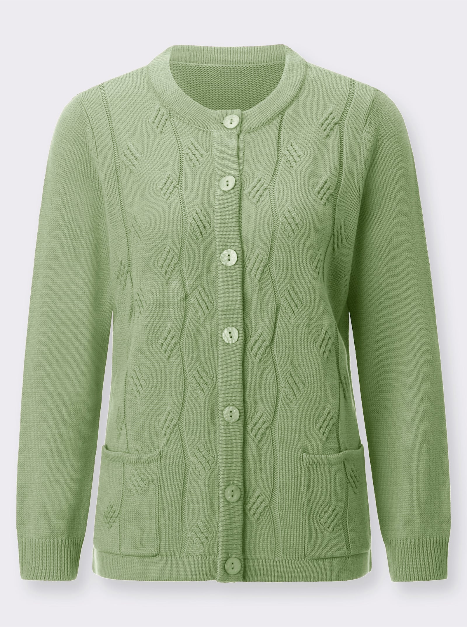 Strickjacke mit Zopfmuster - eucalyptus