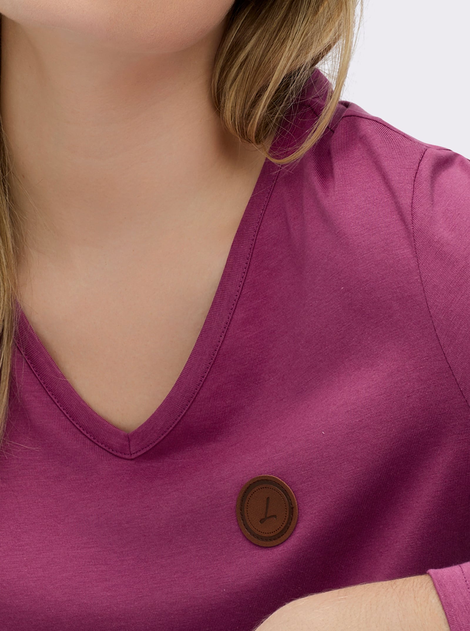 Langarmshirt mit V-Ausschnitt - erika