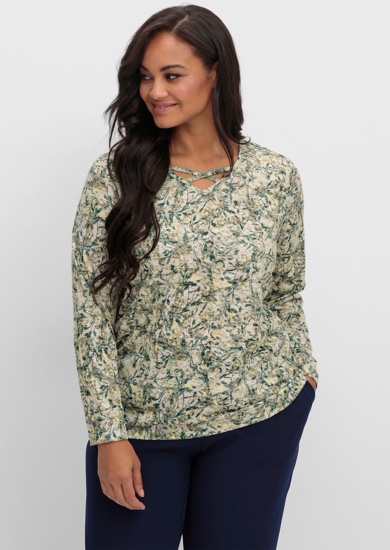 Print-Shirt - lindgrün-zitrone-bedruckt