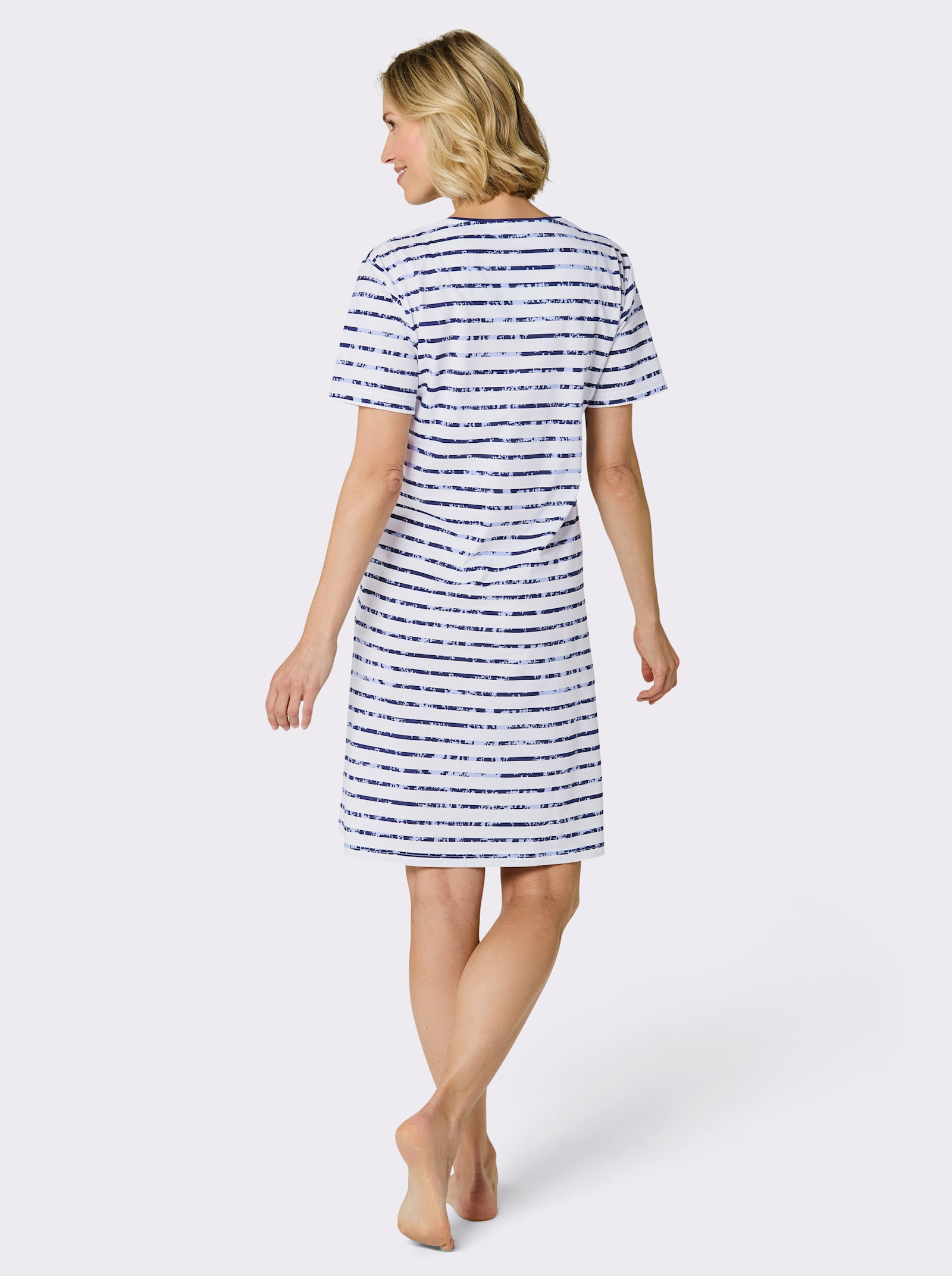 Hajo Sleepshirt von Hajo - weiß-marine-bedruckt