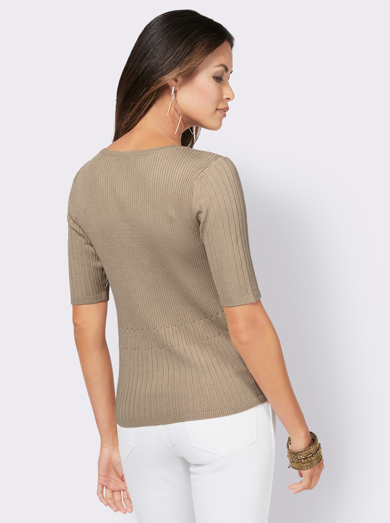 Pullover met korte mouwen - beige