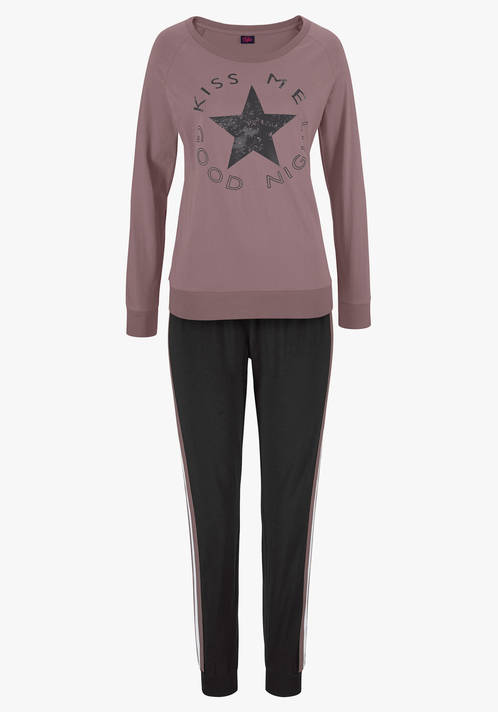 Buffalo Pyjama - mauve-schwarz