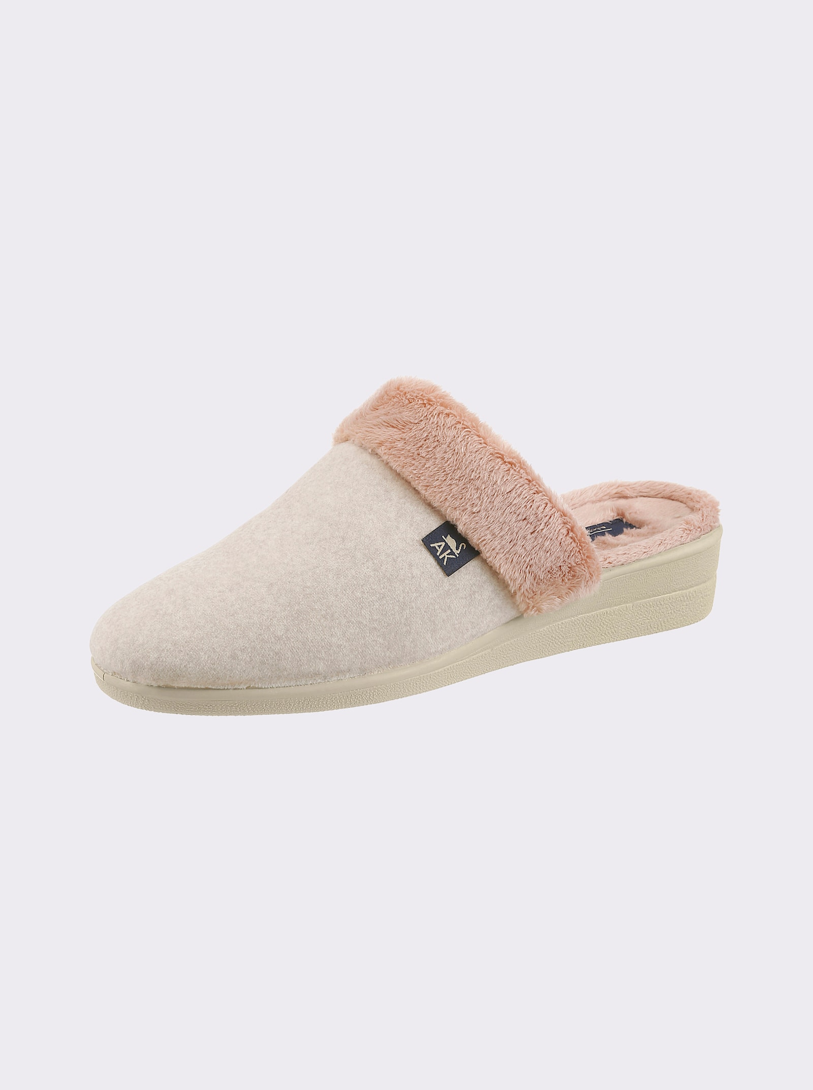 Pantoffel mit Pelz-Imitat, gefüttert - lachs