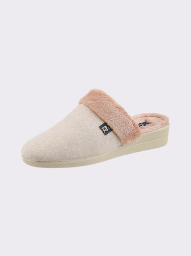 Pantoffel mit Pelz-Imitat, gefüttert - lachs