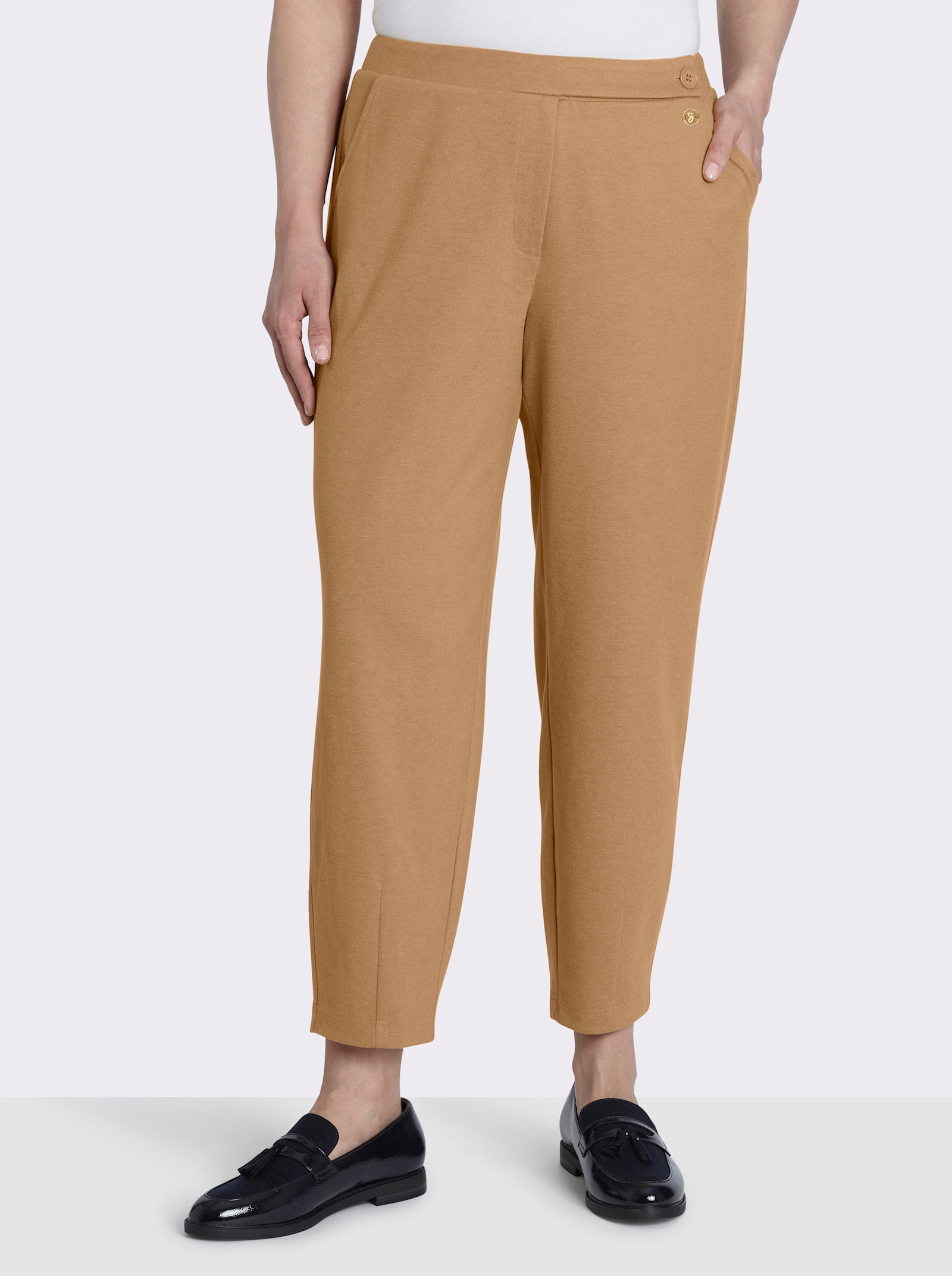 sheego Hose aus Flanell, mit Barrel-Leg - camel