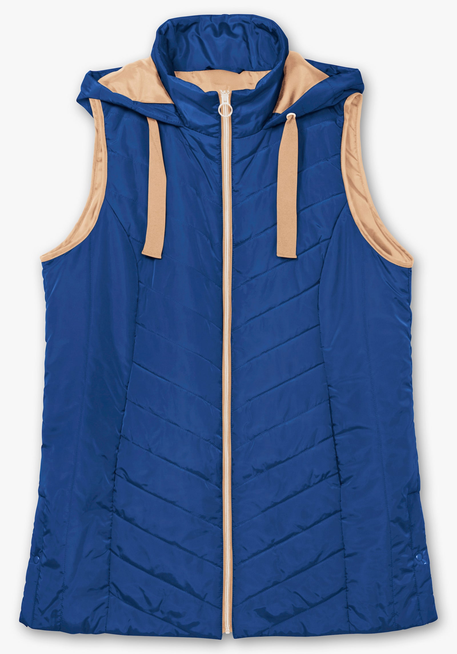Longweste mit Seitenschlitzen, knöpfbar - royalblau