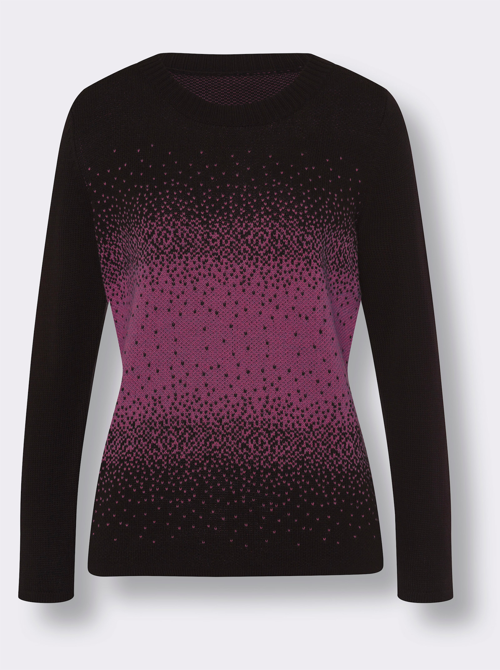 Rundhalspullover mit Farbverlauf - schwarz-erika-gemustert