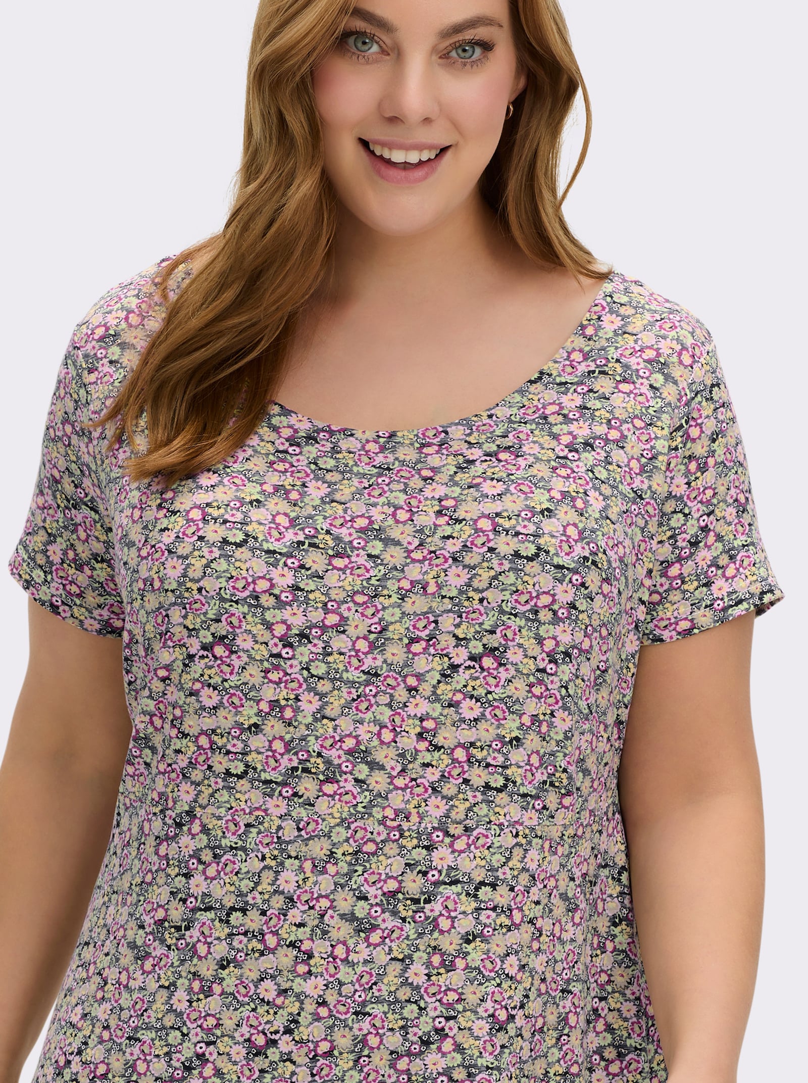 Jerseykleid mit Rücken-Ausschnitt - anthrazit-bedruckt