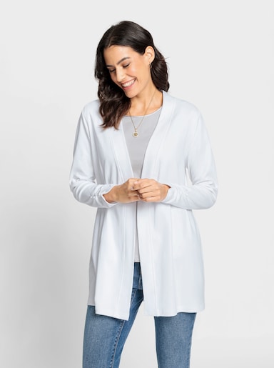 Shirtjacke mit Ärmel-Raffungen - weiß