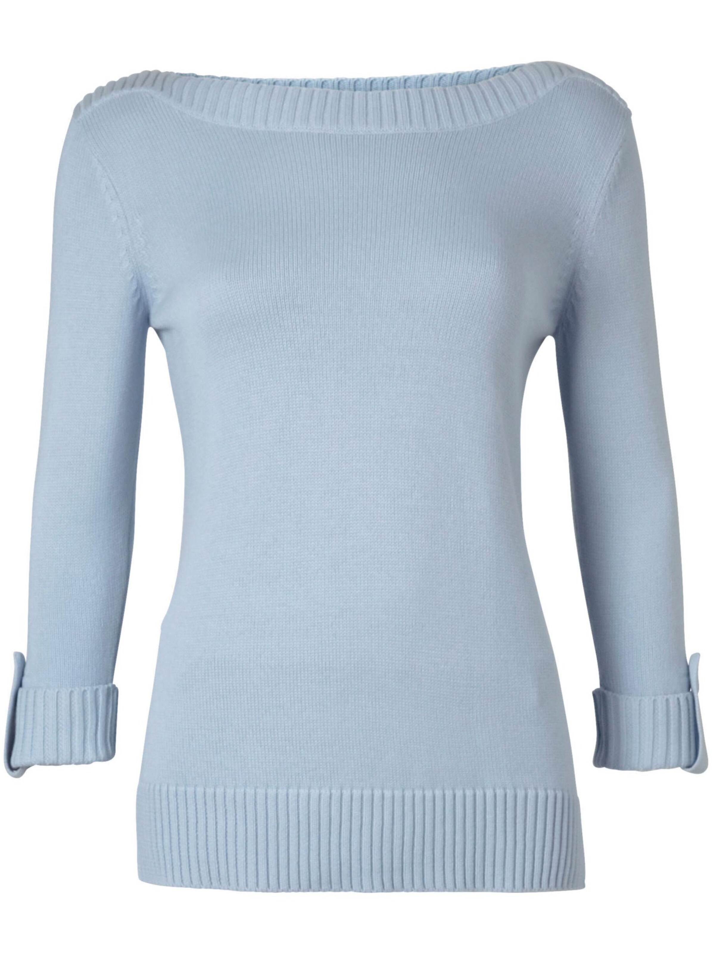 Damenmode Pullover 3/4 Arm-Pullover in eisblau 