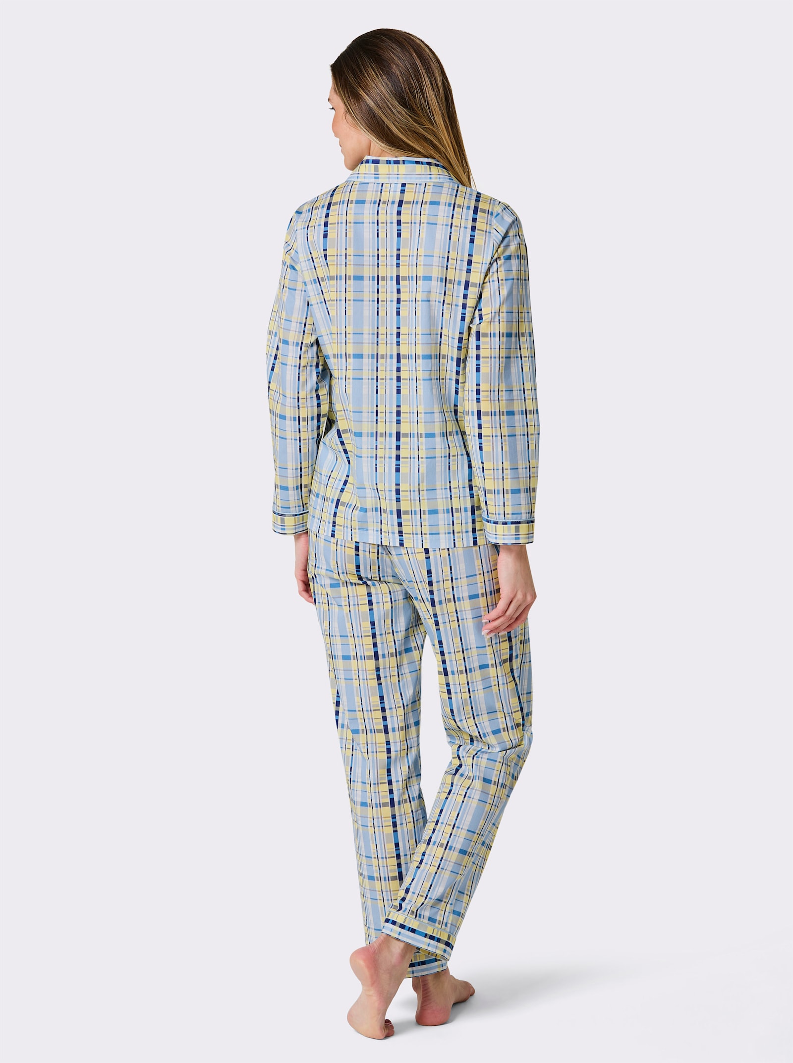 wäschepur Pyjama - eisblau-weiß-bedruckt