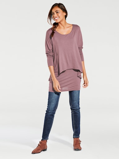 heine Rundhalsshirt mit Fledermaus-Ärmeln - mauve