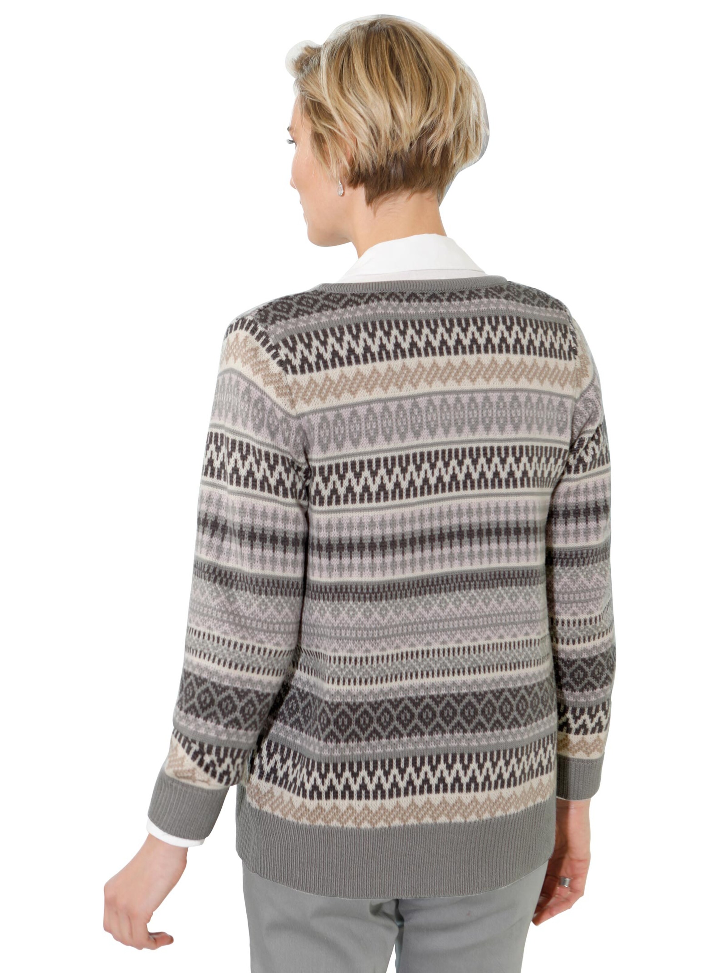 Strickjacke - grau-gemustert