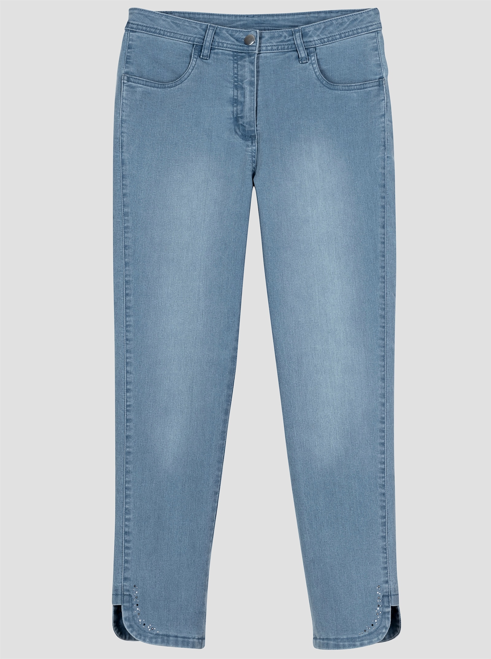 7/8-jeans met glittersteentjes - blue-bleached