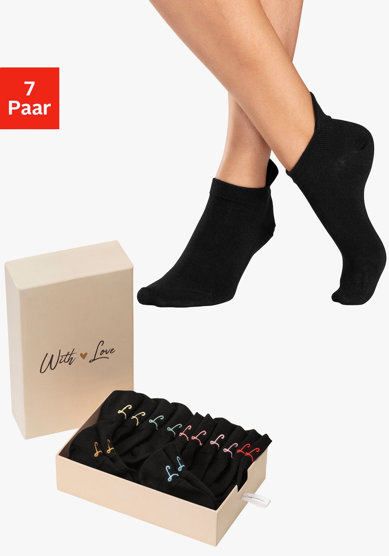 LASCANA Sneakersocken - 7x schwarz